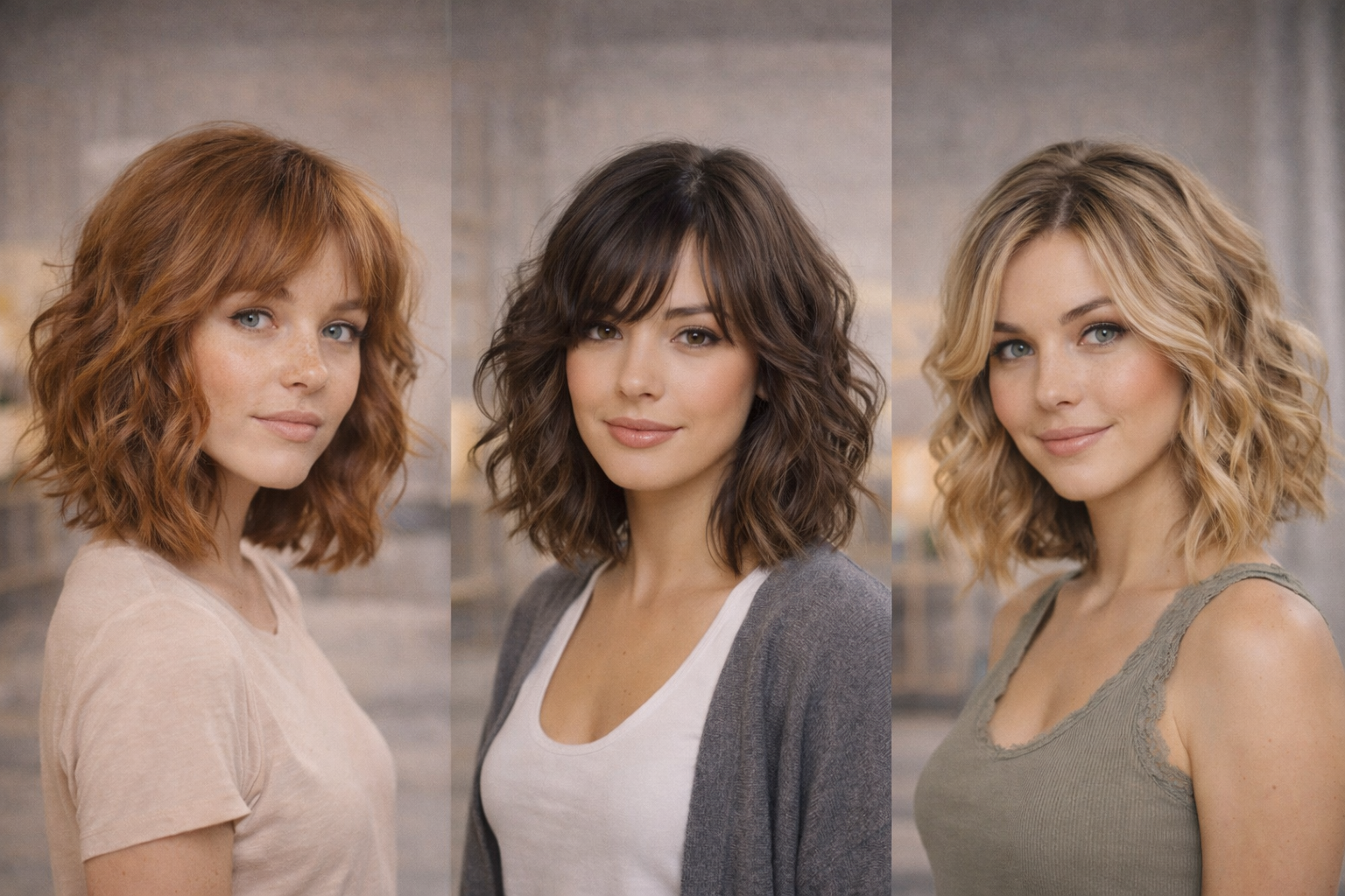 Стрижки для волнистых волос средней длины с естественным объемом и мягкой формой