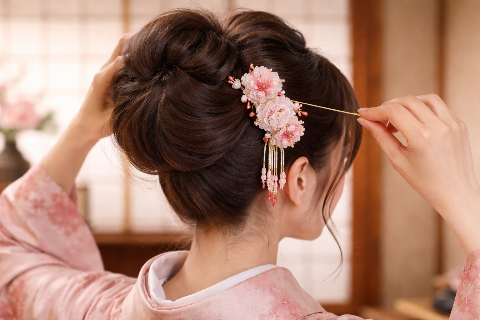 Японская прическа с канзаши пошаговая укладка