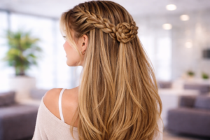 Прическа с косами на блондике