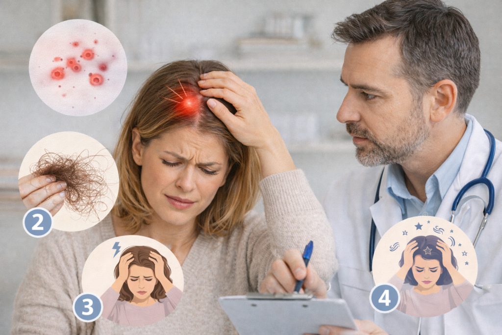 Коли звертатися до лікаря при болю шкіри голови