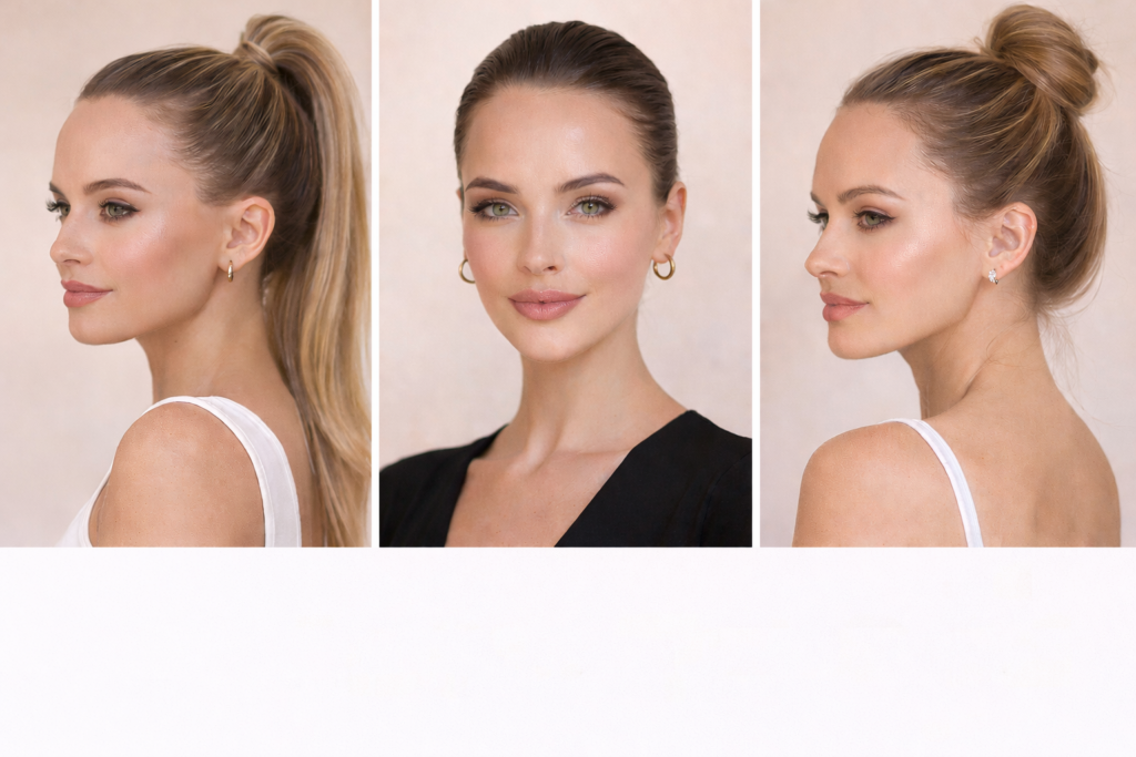 Причёски, подчёркивающие высокий лоб Неудачные причёски для высокого лба: гладкие высокие хвосты и полностью открытый лоб