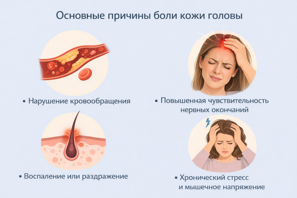 Основные причины боли кожи головы у женщин Причины боли кожи головы