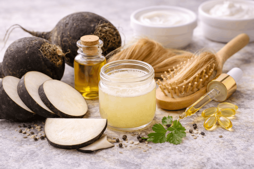 Сік чорної редьки для росту волосся та зміцнення коренів