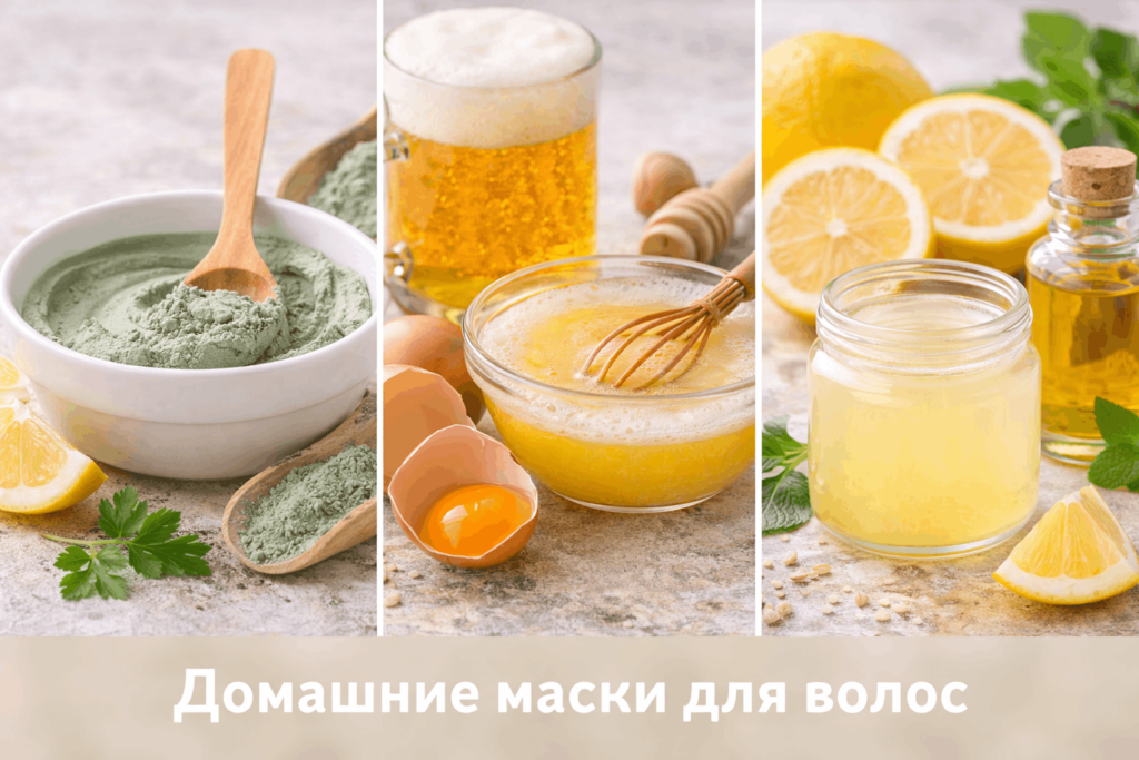 Домашние маски для волос из зеленой глины, яйца с пивом и лимонного сока