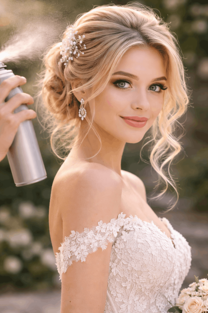 Стойкая красивая свадебная прическа с фиксацией