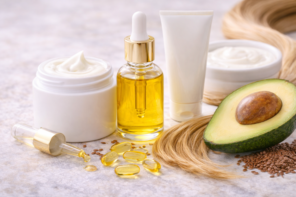 Витамин F в уходе за кожей и волосами в составе косметических средств Витамин F в косметологии для кожи и волос Омега-3 Омега-6 в кремах и маслах