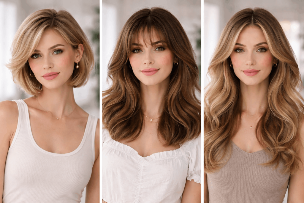 Какая прическа подходит для узкого лица: объемные распущенные пряди, челка, полусобранные варианты