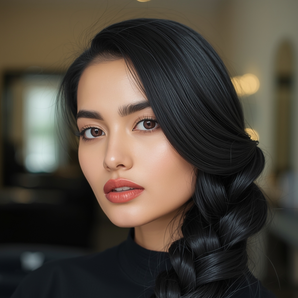 Объемная коса на средние волосы