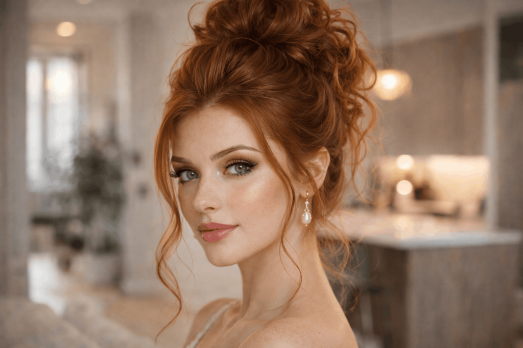 Высокая прическа с мягкими локонами Высокая прическа с локонами