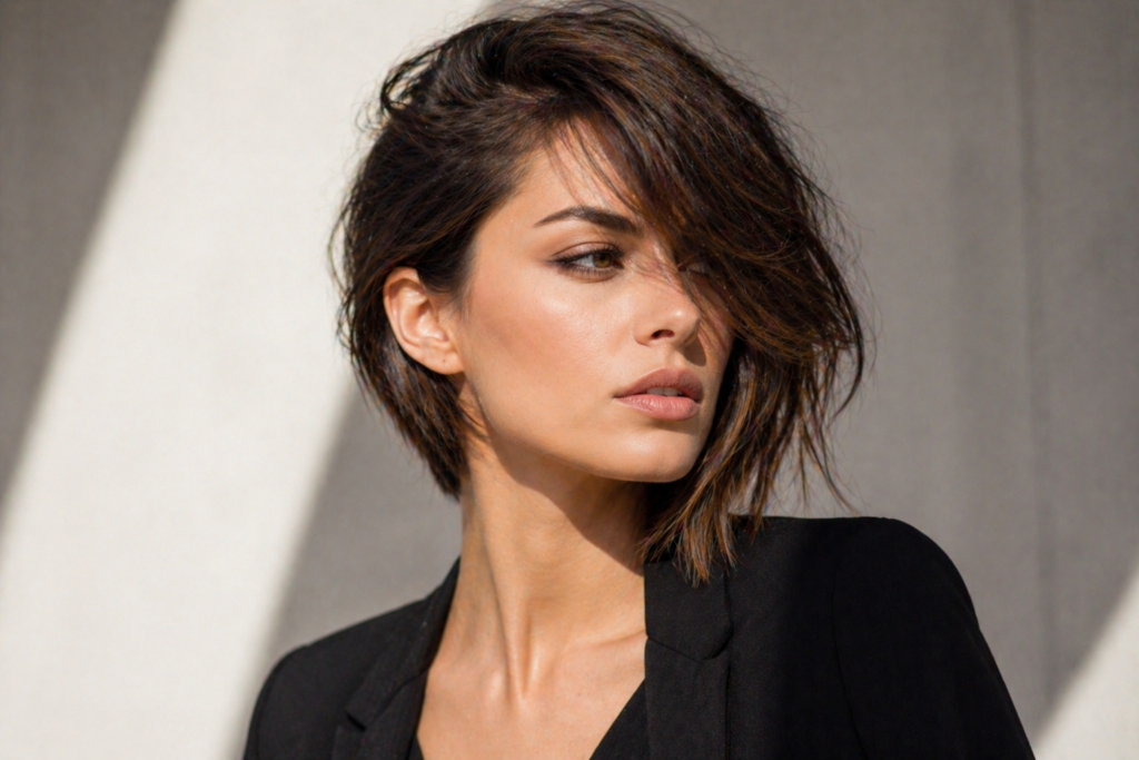 Косой пробор короткая шея