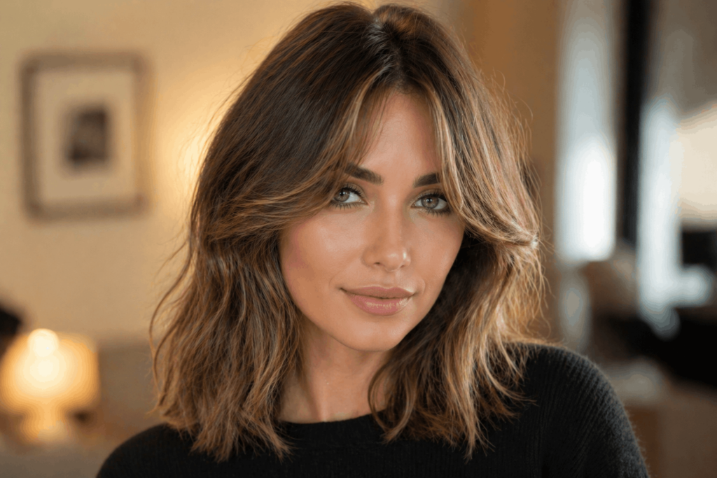 Пикси с объемом челка шторка акцент глаза