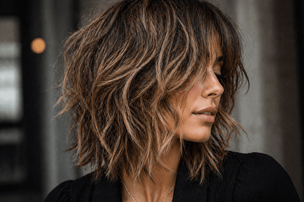 Многослойное каре и шегги для редких волос