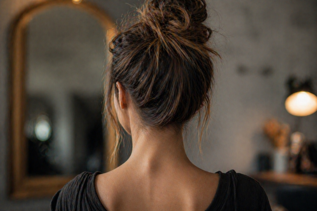 Відкрита шия зачіска коротке волосся або підняте